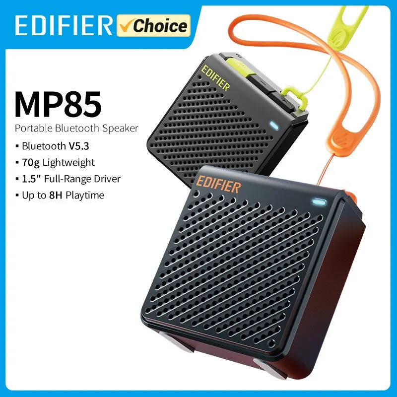 Edifier MP85 ลําโพงบลูทูธแบบพกพา Camping Walking Speaker สเตอริโอไร้สาย 70g น้ําหนักเบา 8H Playback 