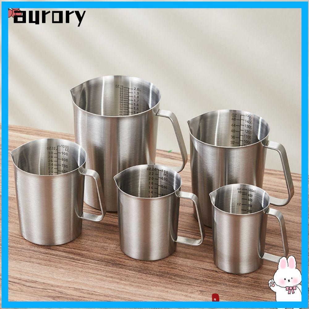 AURORY ถ้วยตวง, 304 สแตนเลสขนาดด้านในออกแบบห้องปฏิบัติการบีกเกอร์,หนาพร้อมฝาปิดขนาดใหญ่ความจุ Liquid