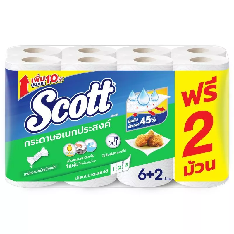 สก๊อตต์พิคอะไซส์กระดาษเอนกประสงค์ 6ม้วน Scott Pick A Size Paper Towel 6rolls [หมายเลขบาร์โค้ด 8850039121168 ]