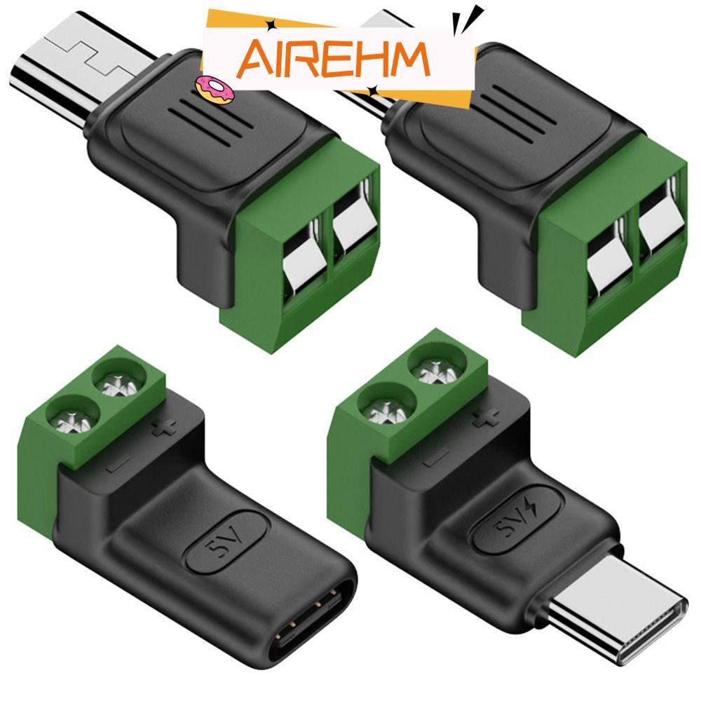 AIRE1HM อะแดปเตอร์เทอร์มินัล USB C ถึง 2Pin, Type-C ถึง 2 ขา 5V Crimp Terminal Block, คุณภาพสูงสีเขียวไม่สามารถถ่ายโอนข้อมูลสกรูปลั๊กชาร์จสําหรับ DIY หรือซ่อม