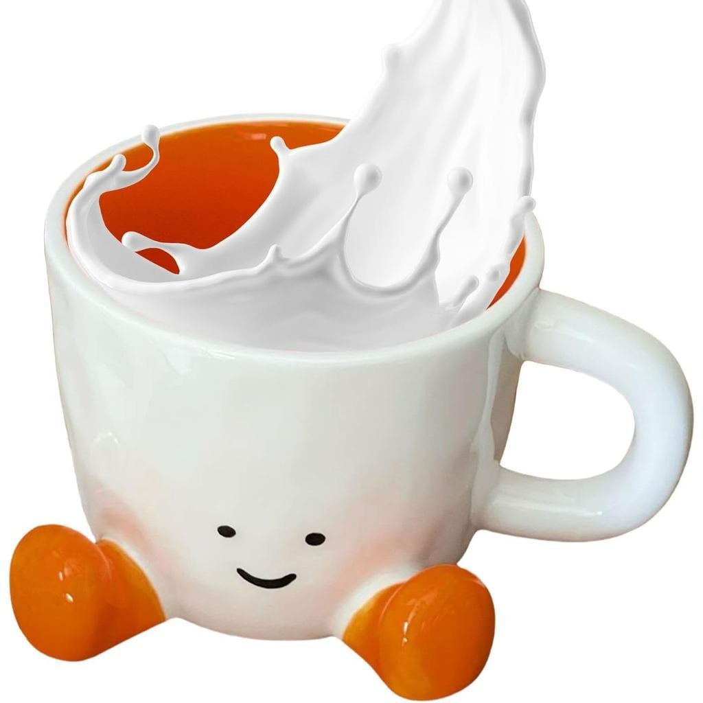 TeaCupwithFeet-350mlCeramicCoffeeMug,TravelDrinkware,ถ้วยกาแฟน่ารัก|ตกแต่งMugforBeverageLoversวันวาเ