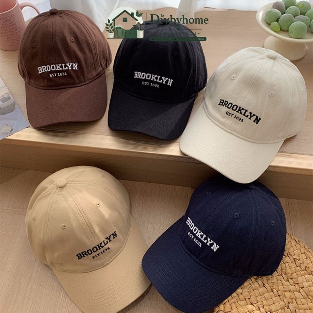 หมวกแก๊ป หมวกแฟชั่น หมวกเบสบอลปัก BROOKLYN  สไตล์วินเทจ มี 6 สี H-034