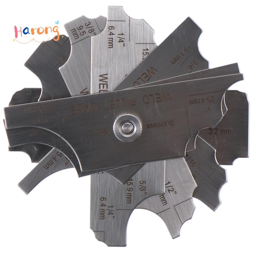 HARONG 7PCS Fillet Gages ชุด, MM & นิ้ว 1/8-1 เครื่องเชื่อม, Ulnar เชื่อมวัดโลหะ MG-11 เชื่อมตรวจสอบ