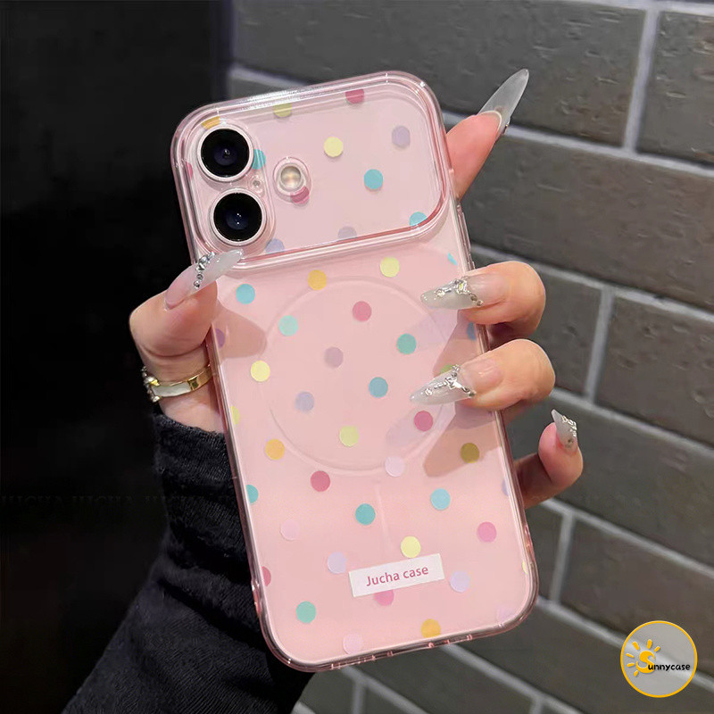 เคสไอโฟน 17 ใช้ได้กับ iPhone14 17 13 15 16 11 12 Pro Max 16 17 12 pro 15 14 16 plus Air กระเป๋าหนังนุ่มลายจุดสีมาการอง