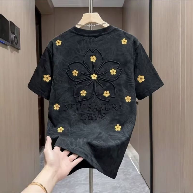คุโนอิส เสื้อยืดผู้ชายแขนสั้นอเมริกันแบรนด์อินเทรนด์สไตล์ถนนความรู้สึกระดับไฮเอนด์
