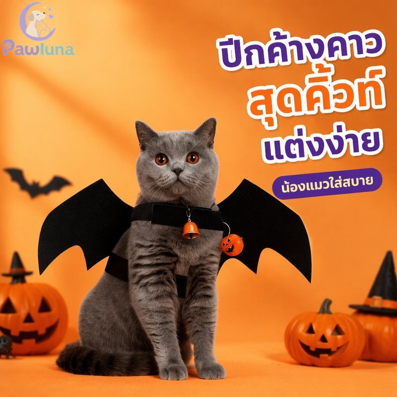 แมวค้างคาวปีกเครื่องแต่งกายฮาโลวีนคอสเพลย์สัตว์เลี้ยงเคปปรับนุ่มรู้สึกสายรัดน้ําหนักเบา