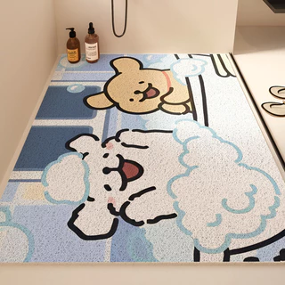 พรมเช็ดเท้าห้องน้ำ แผ่นรองกันลื่นในห้องน้ำ 40*60/60*90cm PVC ลายการ์ตูนน่ารัก กันลื่นได้ดี พรมดักฝุ่น