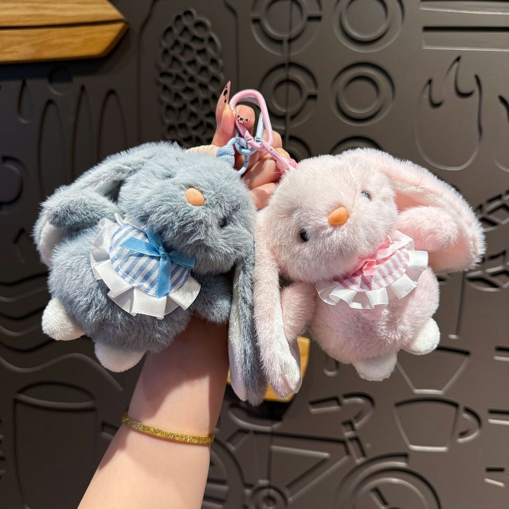 สร้างสรรค์น่ารัก Lop-Eared กระต่ายพวงกุญแจการ์ตูนตุ๊กตากระต่ายพวงกุญแจรถจี้กระเป๋านักเรียนจี้ของขวัญวันหยุด