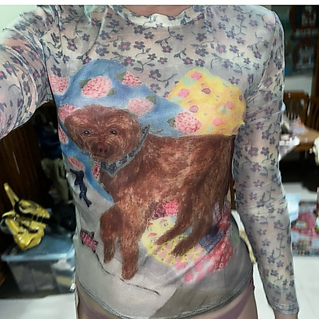 Cute Puppy Mesh Longsleeve เสื้อซีทรูหมาน้อย Y2K