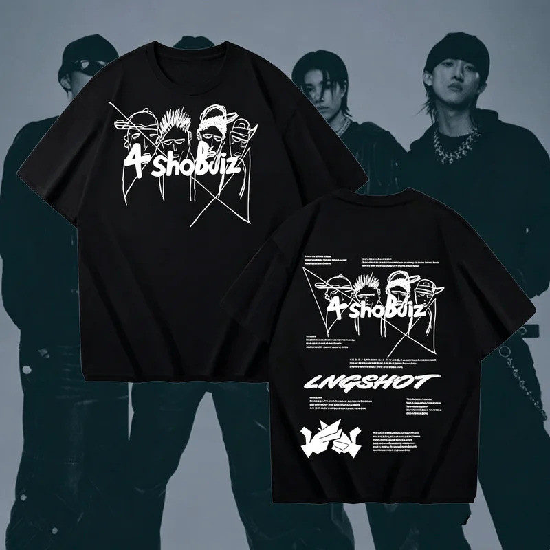 เสื้อยืด LNSHOT เสื้อผ้า K-pop สำหรับผู้ชาย เสื้อยืดคอนเสิร์ต SHOTTIES 2026 เสื้อยืดผ้าฝ้ายสไตล์ Y2K