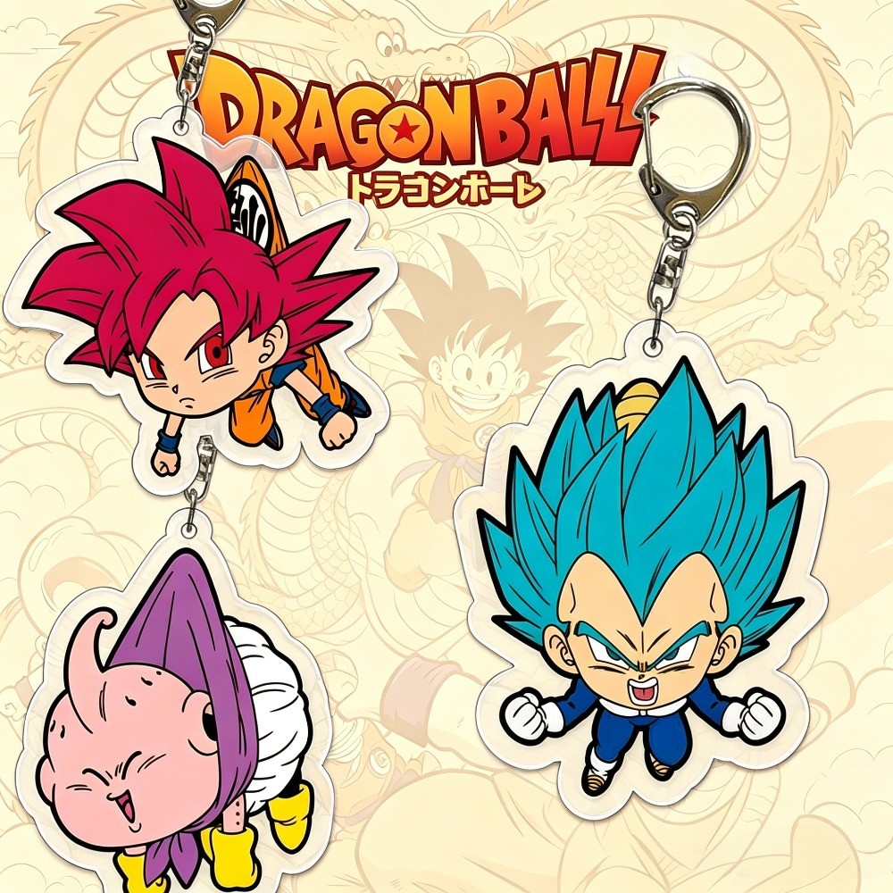 น่ารัก Son Goku ตัวอักษรอะคริลิคพวงกุญแจคลาสสิกอะนิเมะ Dragon Ball‌ เสน่ห์กระเป๋าพวงกุญแจสองด้าน
