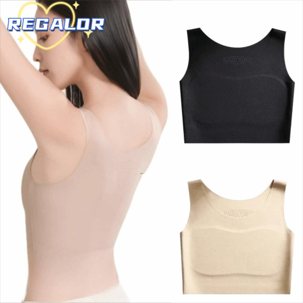 REGALOR0G Liquid Foundation Bra, ถ้วยคงที่ผ้าไหมน้ําแข็งวัสดุหน้าอกผูกชุดชั้นใน, Anti Bulge U คอออกแ