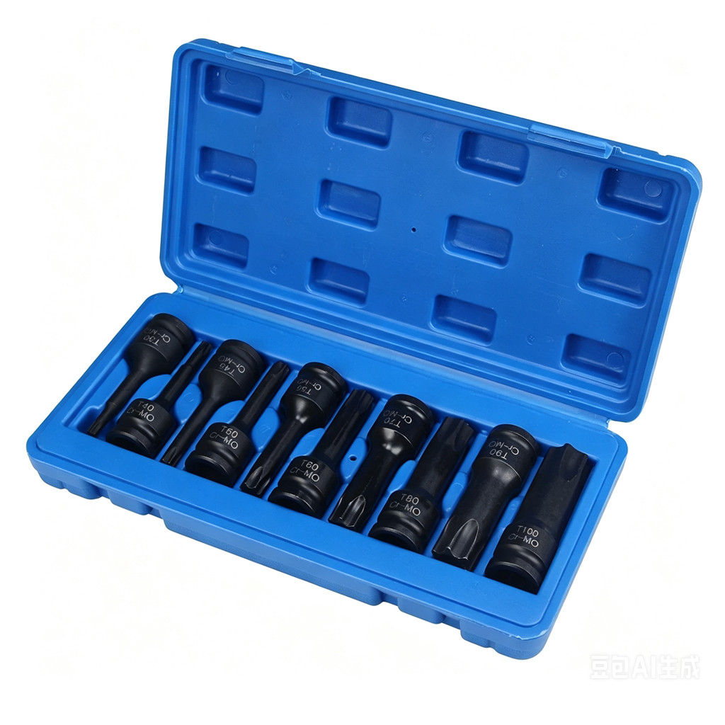 【Good_luck1】ชุดบล็อกเดือยโผล่ 4 หุน หัวท็อก TORX 10 ตัว/ชุด