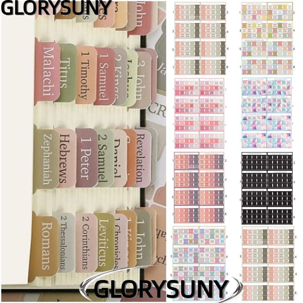 GLORYSUNY 120 ชิ้น Boho แท็บพระคัมภีร์, นําทางง่าย Multi-Color Laminated Bible Tabs, สีสัน Self กาวล