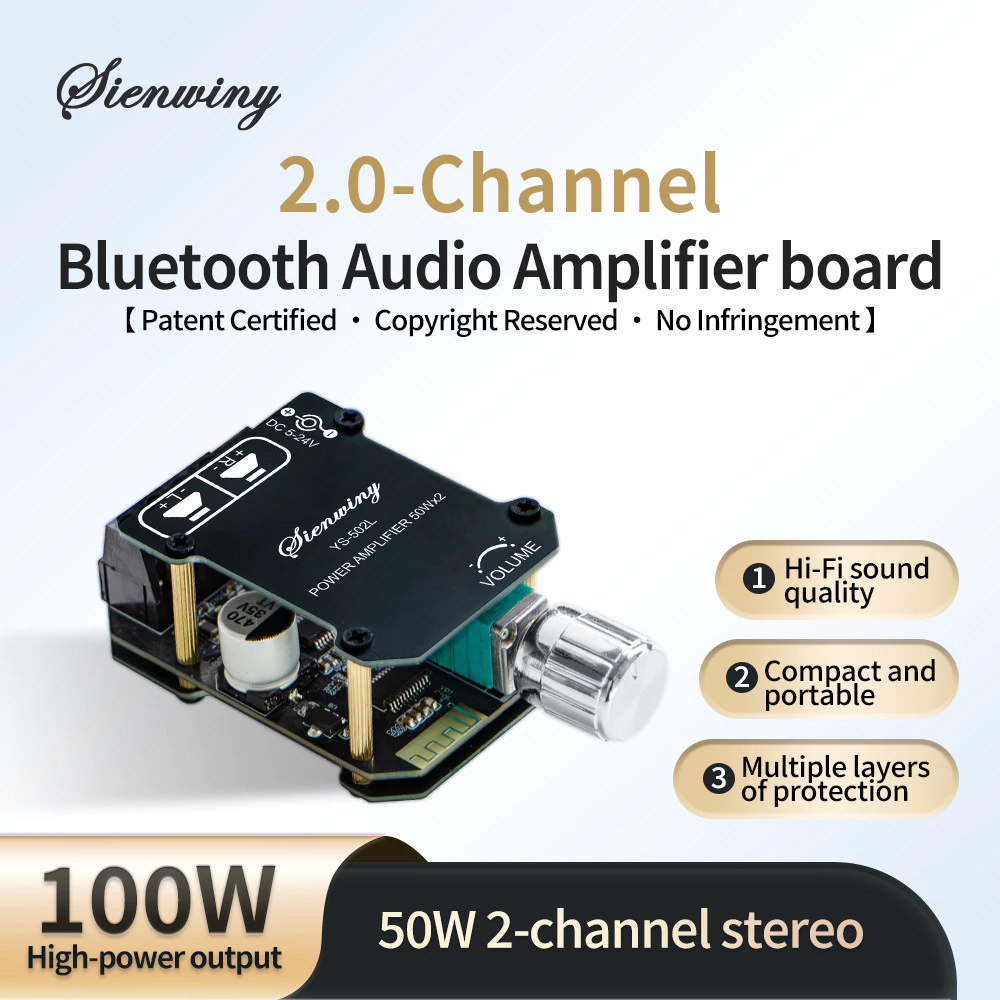 🔥 แอมป์บลูทูธมินิ YS-502MT 50Wx2 2.0 Stereo Hi-Fi AUX+Bluetooth Input EQ Adjustable เสียงรบกวนต่ำ