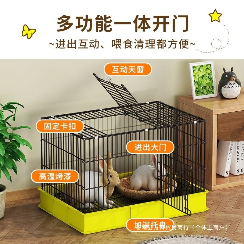 Anti-splash rabbit cage for home use, large indoor rabbit cage with automatic waste cleaning, guinea