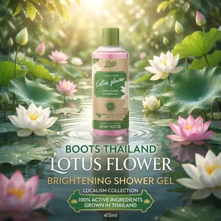 Boots Local Lotus Bright Shower Gel 415 ml. Localism Collection บู๊ทส์ โลตัส ฟลาวเวอร์ ไบร์ทเทนนิ่ง ชาวเวอร์ เจล