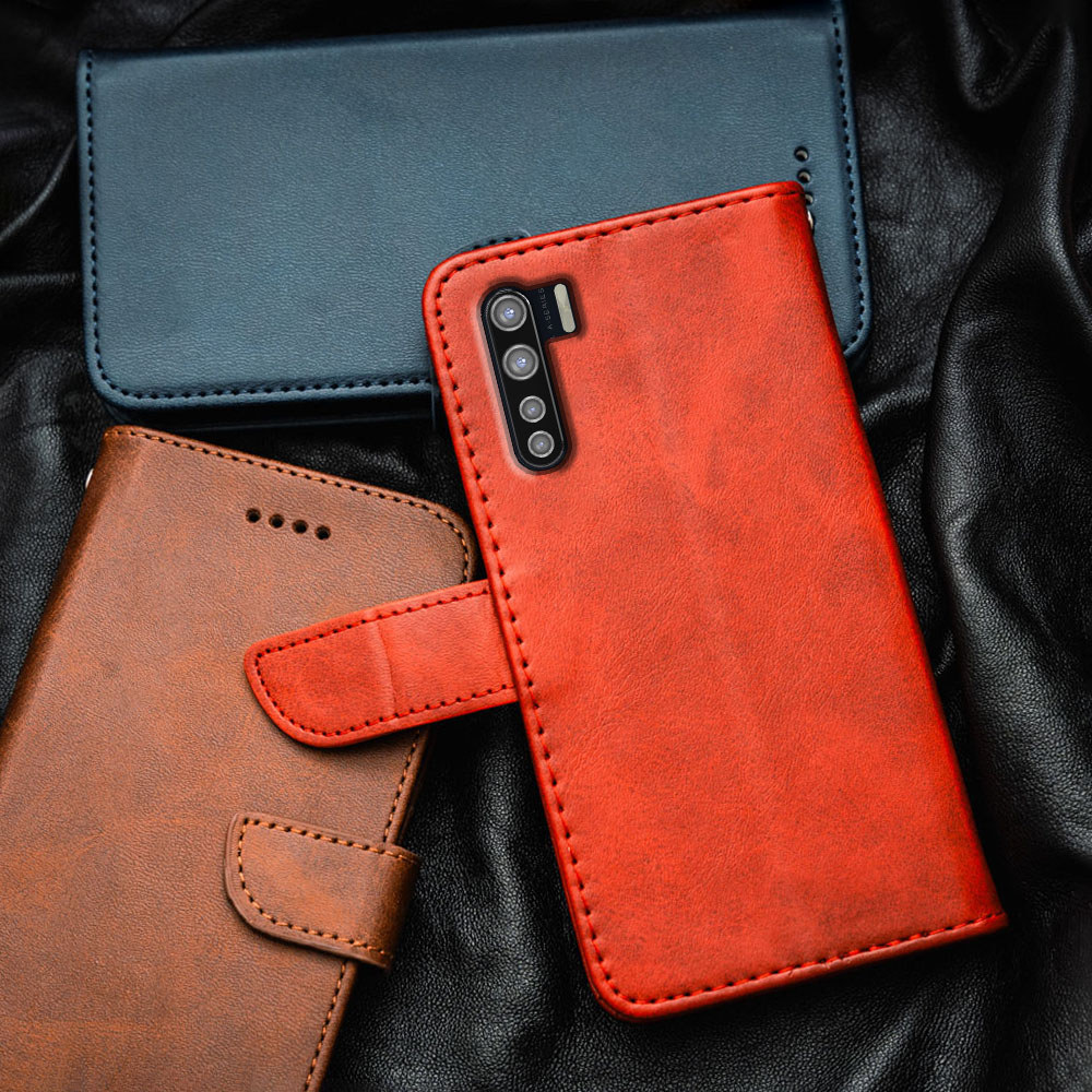 สําหรับOppo Reno3 4G A91 F15 CPH2043 พรีเมี่ยมหนังFlip-Topเคสโทรศัพท์ปกกระเป๋าสตางค์ในตัวผู้ถือKickstandกันกระแทกTPUด้านใน