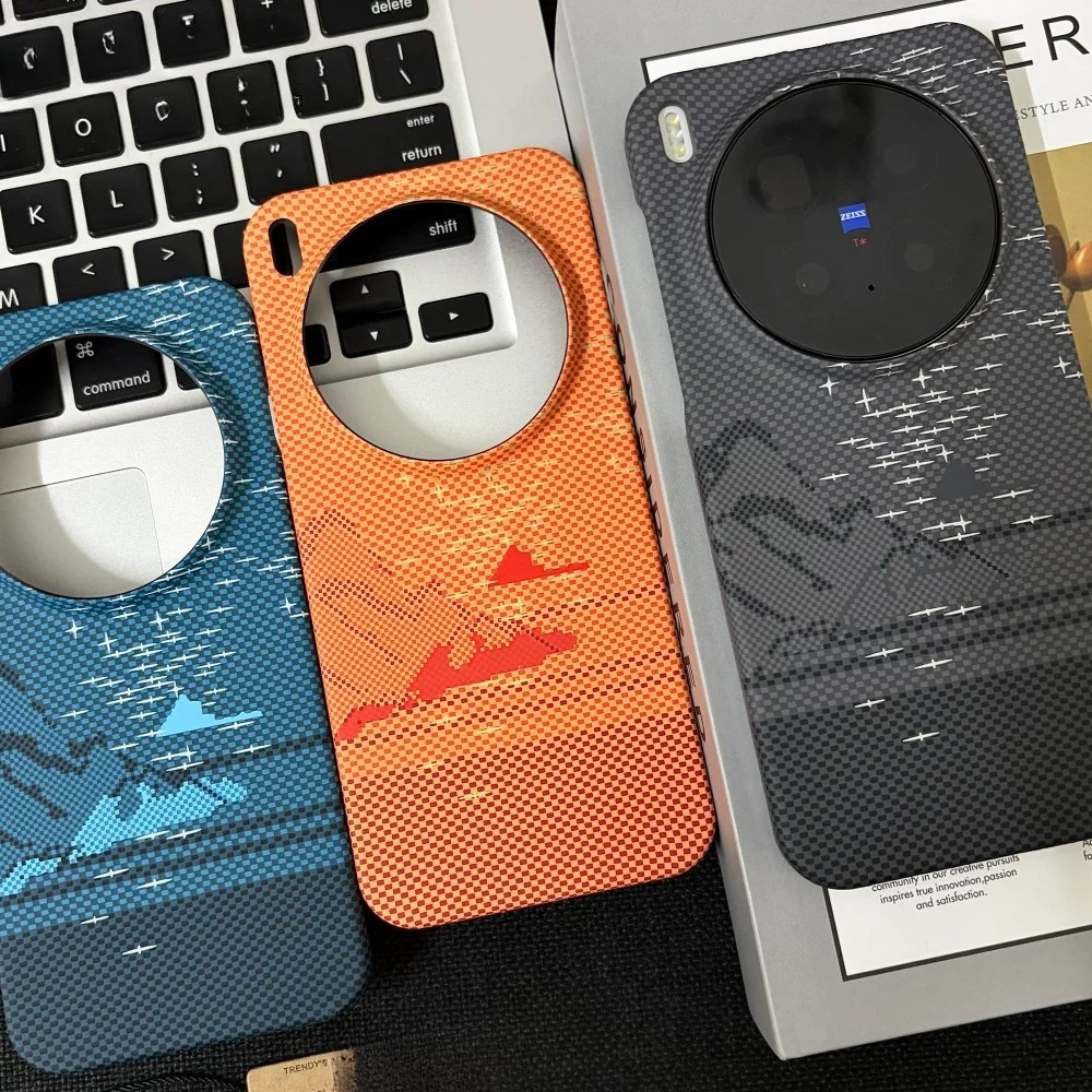 น้ําหนักเบาและกระจายความร้อนเคสโทรศัพท์สําหรับVivo X300 X200 X100 Ultra/Pro X200S X100Sแฟชั่นStar Sea Mountain Peak Hard Shellคาร์บอนไฟเบอร์รูปแบบเคสกันกระแทก