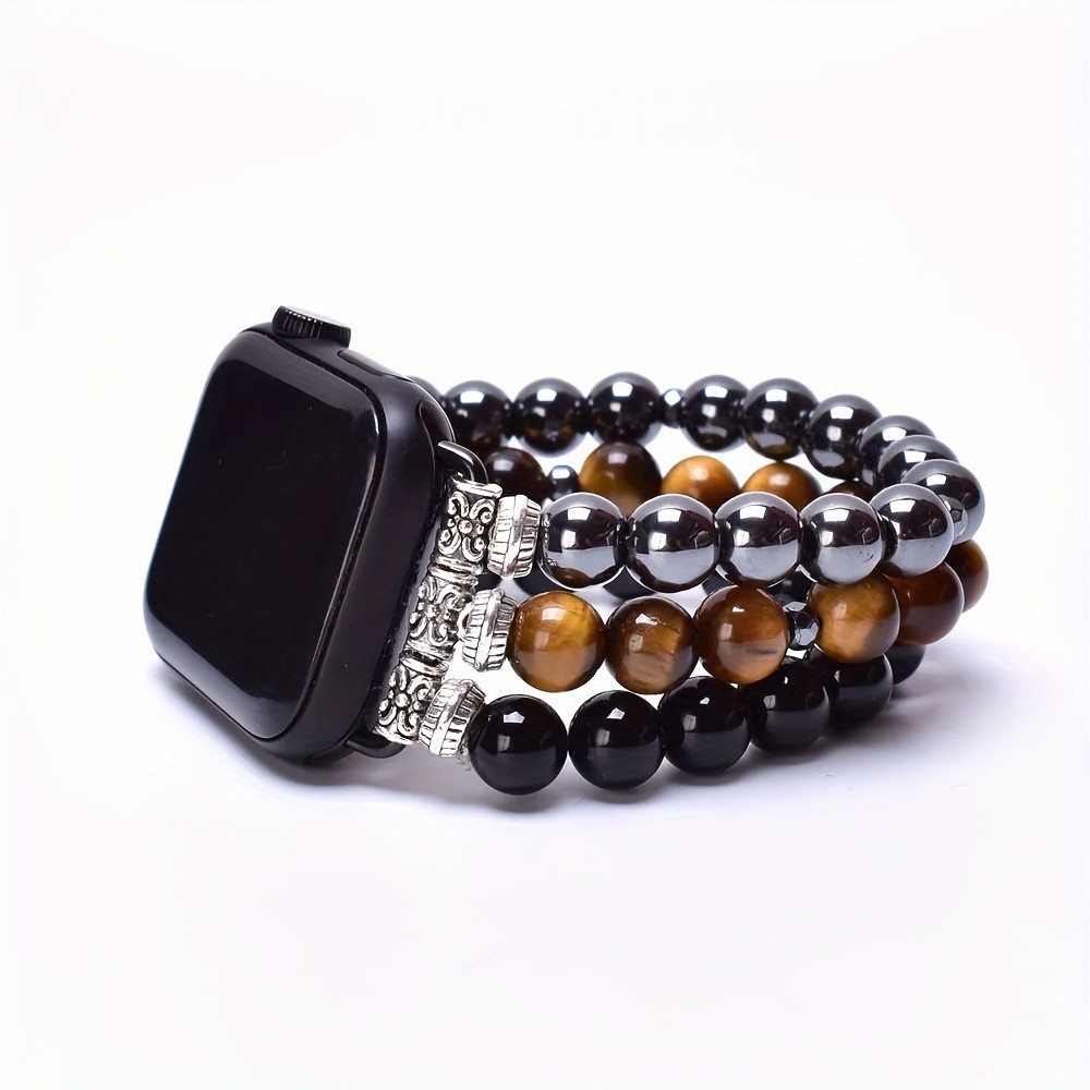 เหมาะสําหรับ Apple S10 Black Gallstone Aapple watch 7/8 Generation Cross-Border Beaded Strap Bohemia