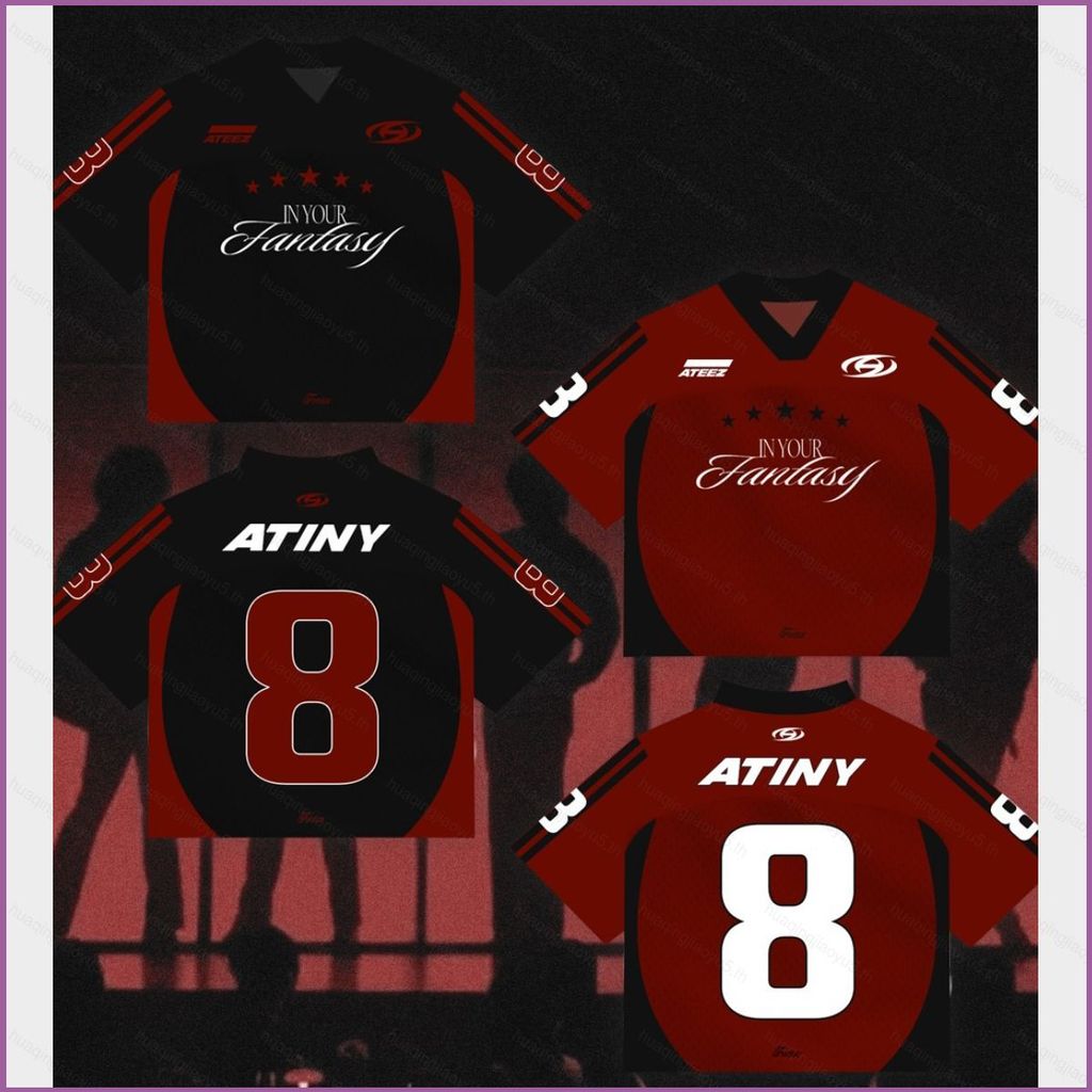 ATEEZ ATINY แฟน ๆ ของขวัญ streetwear เสื้อยืดหมายเลข 8 jersey แขนสั้นด้านบน