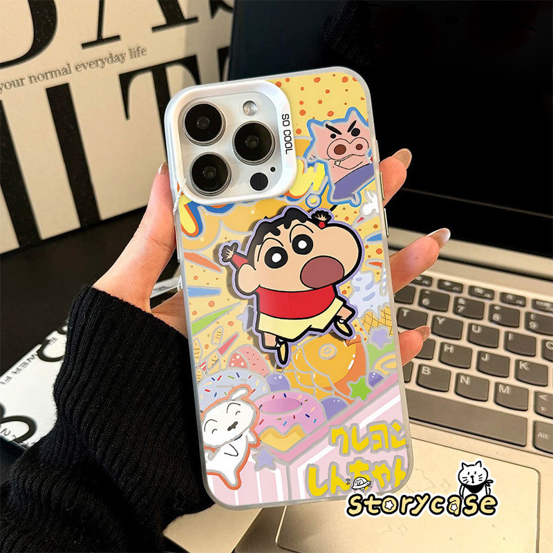 เหมาะสำหรับ OPPO Reno 5F 15F 5Z 13F 16 14 15 11 8T 10 4F 13 14 15 6 7Z 8Z 12 12F Pro เคสชินจังการ์ตูนโฮโลแกรมน่ารักสุดๆ