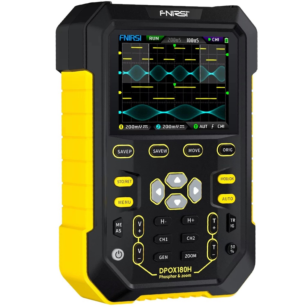 WarrantyFNIRSI DPOX180H Dual Channel Handheld Digital Oscilloscope 180MHz-3DB 2 in 1 ฟังก์ชั่นสัญญาณ