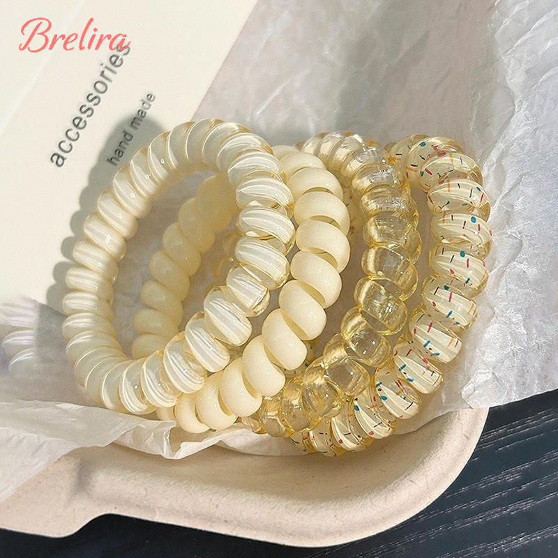 【Brelira】ยางรัดผมสไตล์เกาหลีสำหรับผู้หญิง คุณภาพสูง ทำจากสายโทรศัพท์มะพร้าว - อุปกรณ์เสริมผมอเนกประส