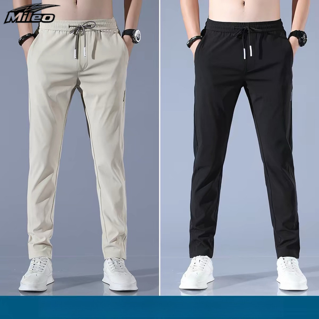 กางเกงขายาวผ้าไหมน้ำแข็ง ทรงตรงหลวม สไตล์เกาหลี ผ้าเย็นใส่สบาย ระบายอากาศดี ไซส์ M-5XL ราคาถูก พร้อมส่ง ตรงปก