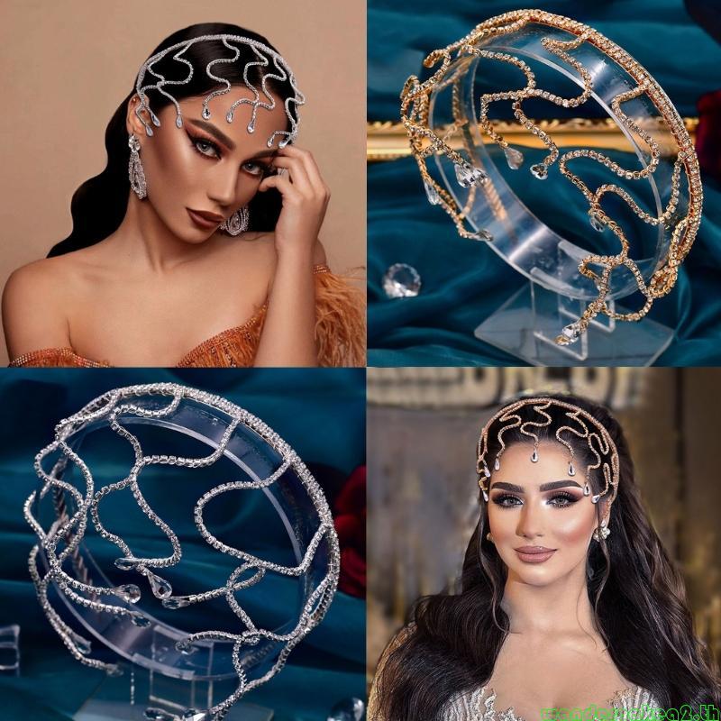Wonderpake2Headband Medusa Snake HeadChain MedusaCrown Headpiece Snake RhinestoneSnake Headbandคริสต