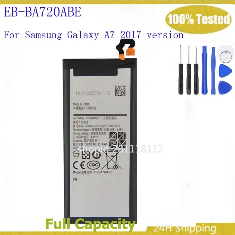ยี่ห้อใหม่ EB-BA720ABE 3600mAh แบตเตอรี่สําหรับ Samsung Galaxy A7 2017 รุ่น A720 SM-A720 A720F SM-A7
