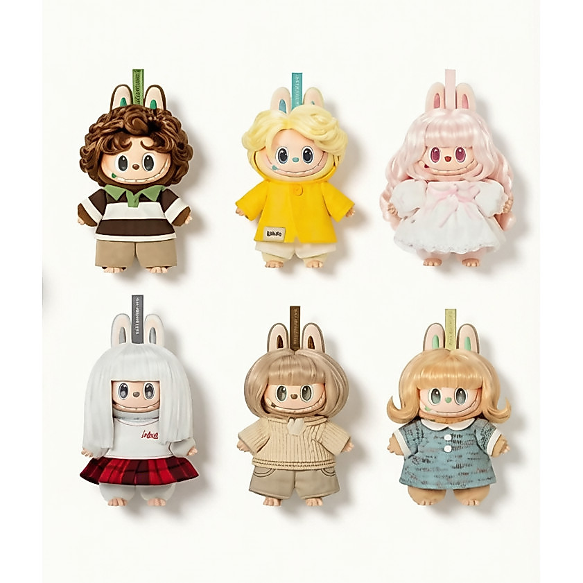 POPMART LABUBU THE MONSTERS Retro ร้านตัดผมไวนิลจี้ตุ๊กตาอินเทรนด์เล่นเครื่องประดับกล่องตาบอด