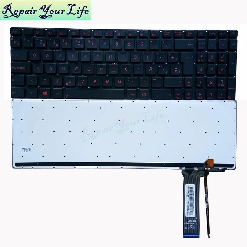 สเปนแล็ปท็อป Backlit คีย์บอร์ดสําหรับ Asus G56 N56 N550 N76 G56JK G56JR N56VV N56VZ N76VB N76VJ N76V