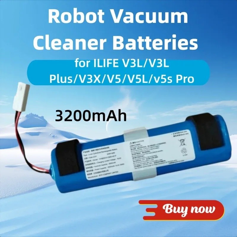 3200mAh สําหรับ ILIFE V3L/V3L Plus/V3X/V5/V5L/v5s Pro หุ่นยนต์เครื่องดูดฝุ่นแบตเตอรี่