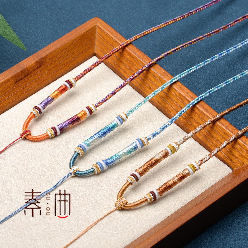 Segment ย้อมจี้เชือกทอมือปรับ diy หลากสี Halter สร้อยคอเชือก 8108