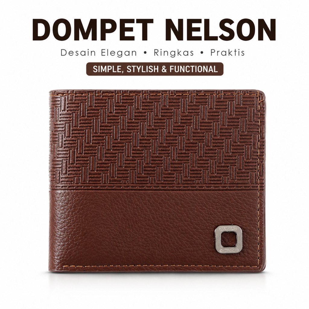 Nelson Brown Mens Wallet Slot WA1307B7 Bifold Practical Photo Slot เงินการ์ด Space