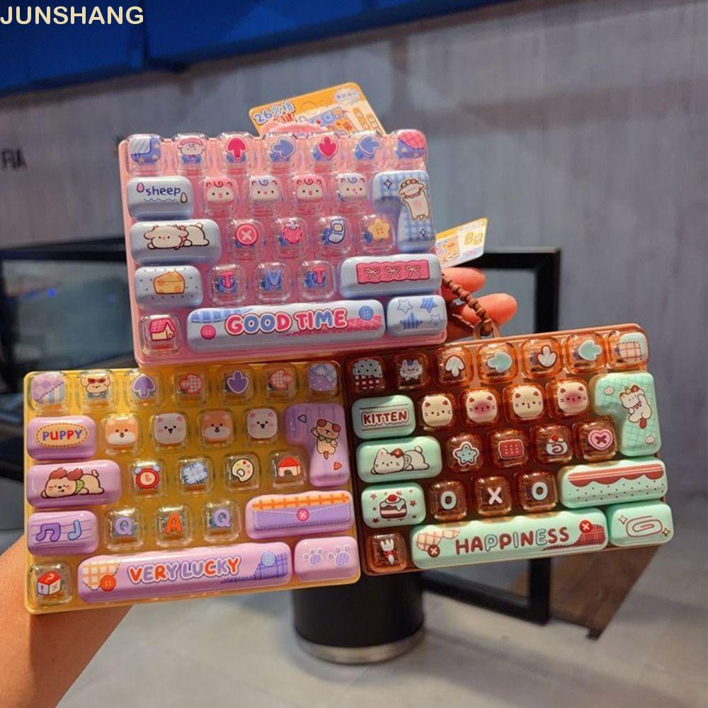ของเล่นปุ่มบีบอัด จูนฮวา, จี้แป้นพิมพ์ขนาดเล็กแบบ คู่-โทน โปร่งใส 26 คีย์, แป้นพิมพ์จําลองการออกแบบใหม่น่ารักออกแบบแป้นพิมพ์พวงกุญแจเด็กกระเป๋าจี้