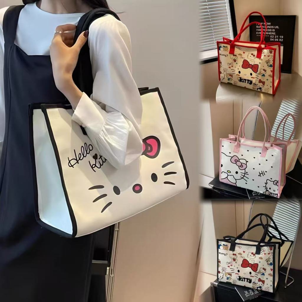i happy-shop:กระเป๋าถือ/กระเป๋าสะพายไหล่ ลาย -น่ารัก ความจุใหญ่ สีดำแดงชมพูเลือกได้ เหมาะไปทำงาน ไปเที่ยว เรียน KT4451