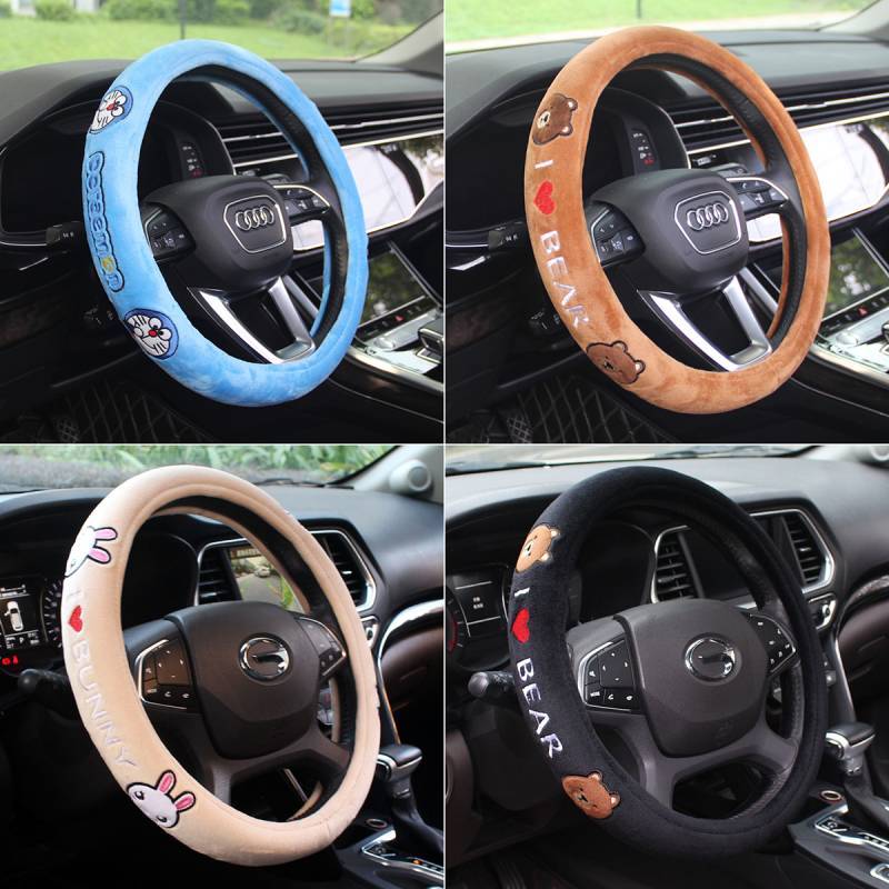 Winter Plush Car Steering Wheel Cover Cartoon Doraemon Internet Celebrity Wheel Cover Non-Slip Femal
