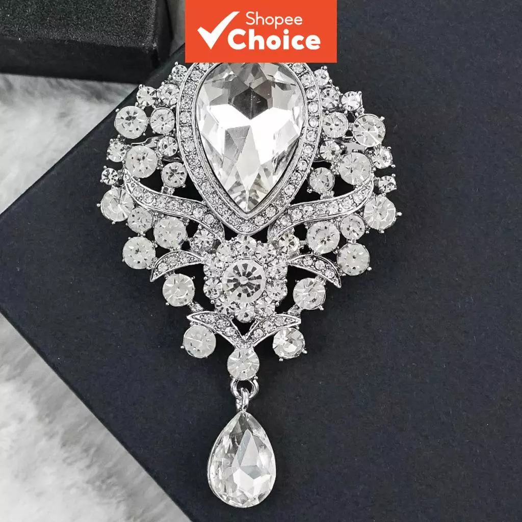 แฟชั่นยุโรปสไตล์ Teardrop เข็มกลัด Rhinestone คริสตัลผู้หญิง Lapel Pin