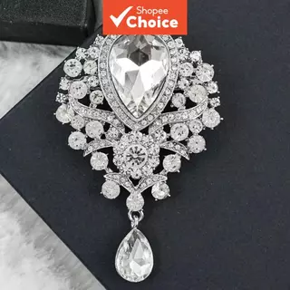 แฟชั่นยุโรปสไตล์ Teardrop เข็มกลัด Rhinestone คริสตัลผู้หญิง Lapel Pin