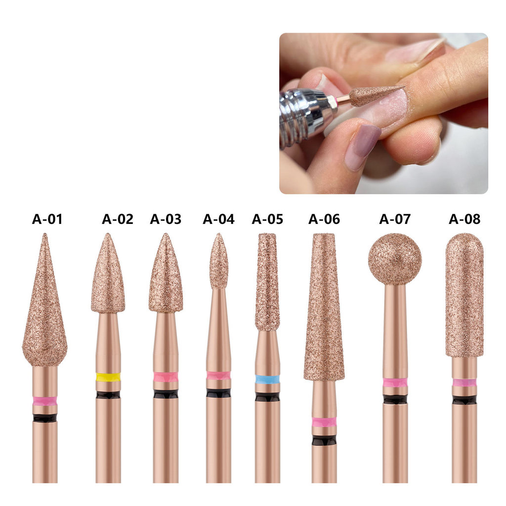 1 ชิ้นคุณภาพสูง Rose Gold เพชรเล็บเจาะบิตสําหรับเล็บ Burr Cuticle Dead Skin ทําความสะอาดเล็บเจาะบิตอุปกรณ์เสริม