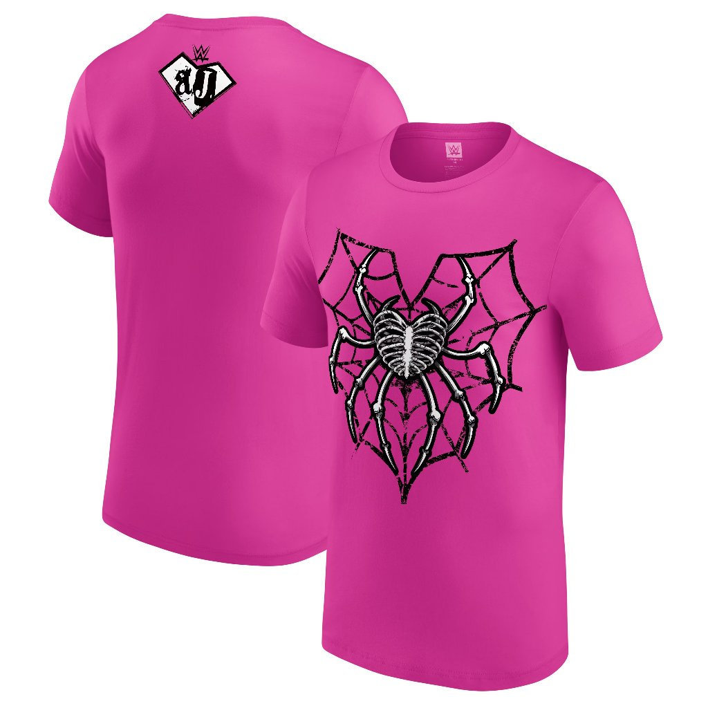เสื้อยืดหัวใจเว็บแมงมุม AJ Lee สีชมพูสําหรับผู้ชาย