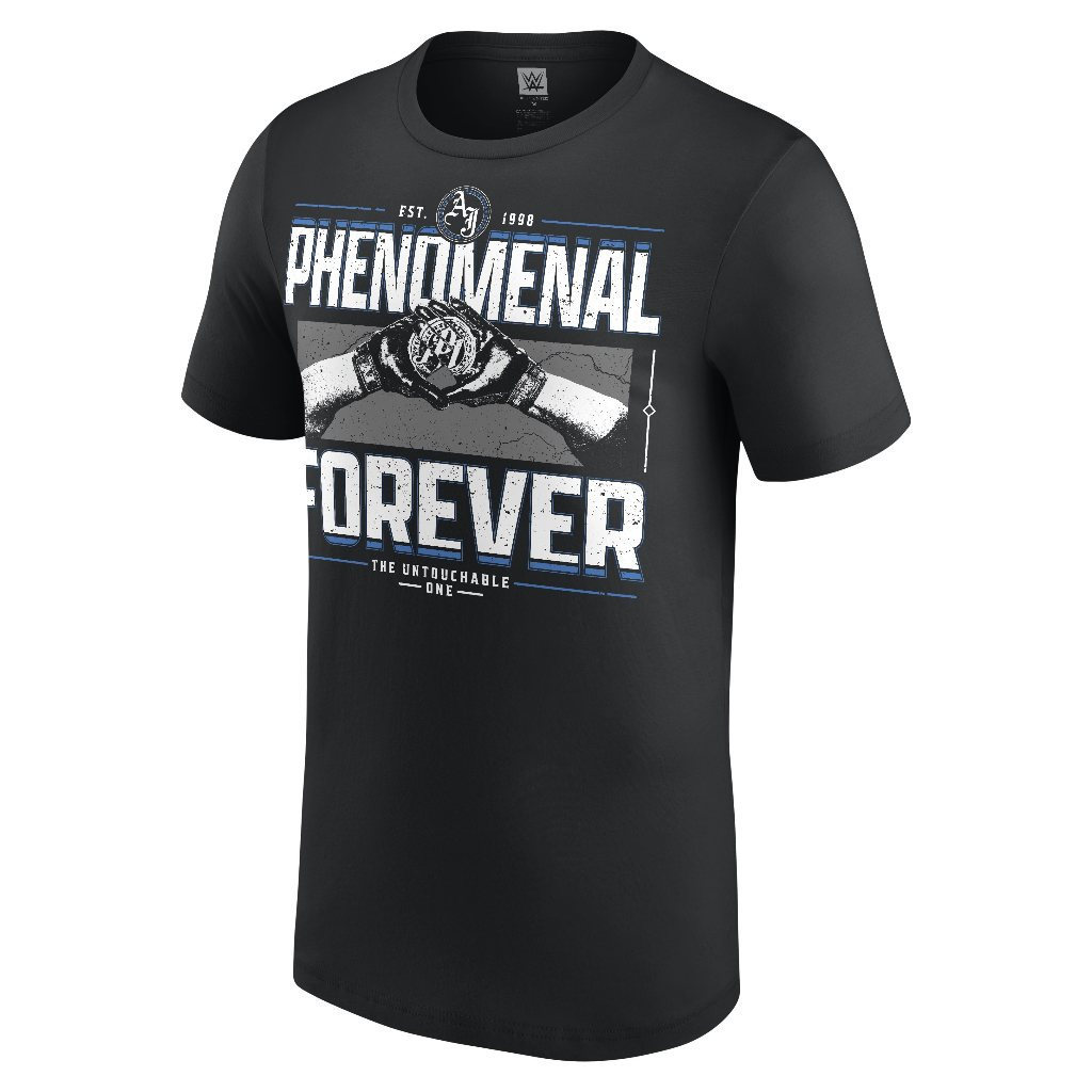 เสื้อยืดผู้ชายสีดํา AJ Styles Phenomenal Forever