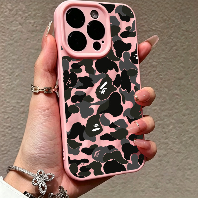 IPhone 13 15 11 17 16 12 14 ProMax เคสสีดําและสีเทาลายพราง 7 8Plus XR X XS Max