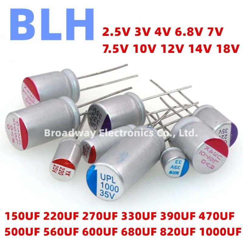 10PCS DIP Solid Electrolytic Capacitor 2.5V 3V 4V 6.8V 7V 7.5V 10V 12V 14V 18V 150UF 220UF 270UF 330