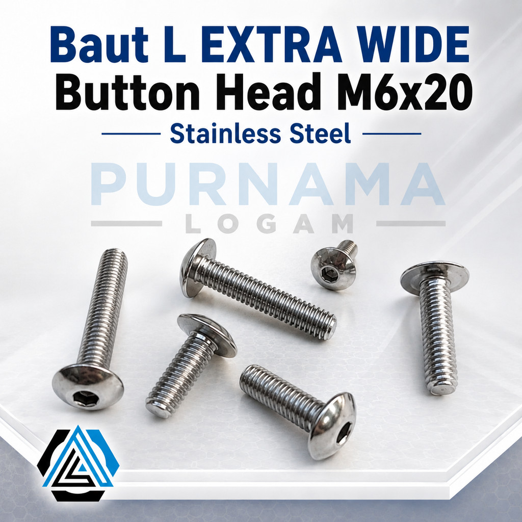 หัวปุ่ม EXTRA WIDE M6x20 สลักเกลียว L สแตนเลส