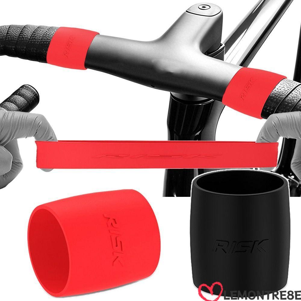 LEMONTREE 2PCS สายรัดแฮนด์จักรยานแหวนยึด, Easy Fixing วัสดุซิลิโคน Handlebar เทป End Fixing, สีดําสีแดงความยืดหยุ่นสูงซิลิโคน Fixing Band จักรยานเสือหมอบ