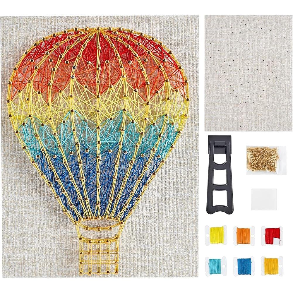 WEBEEDY String Art หัตถกรรมชุดสําหรับเริ่มต้นผู้ใหญ่ 3D Handmade Hot Air บอลลูน DIY String Art ชุดอุ
