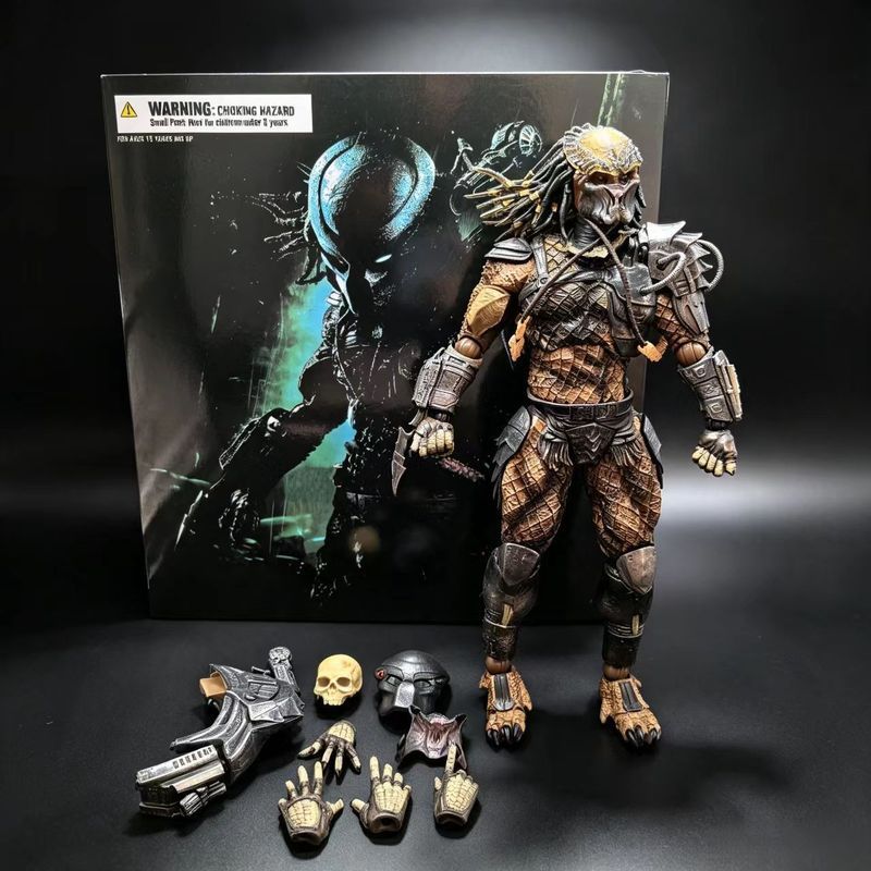 【พร้อมส่ง】predator figure model neca 铁血战士 手办 人偶 feral ฟิกเกอร์ Ultimate Elder Predator mask scar mod